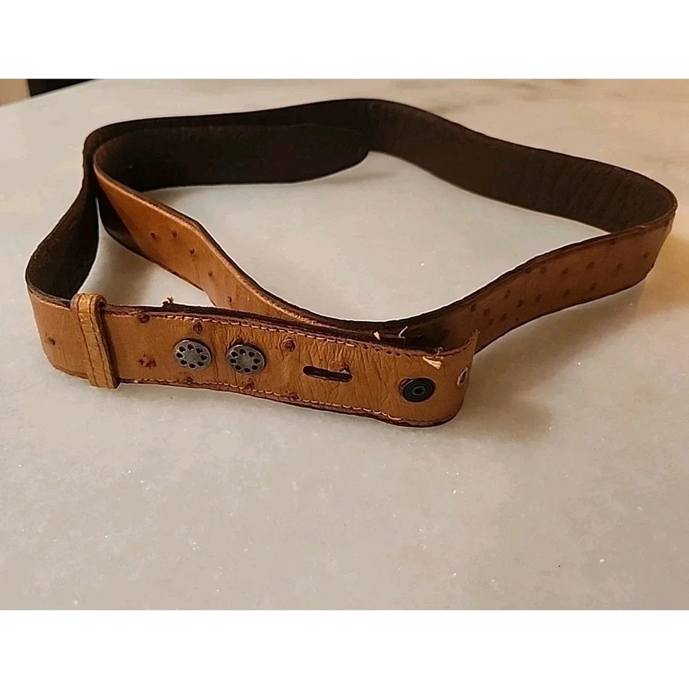50-inch /1.5 in Genuine Ostrich Leather Belt Strap Tan Full‎ Quill New/Old Stock